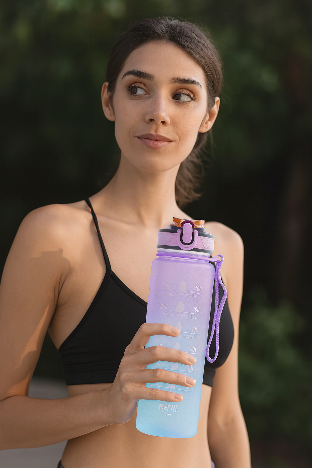 Daily Hydration Tracker – 1L Bottle with Motivation Markers