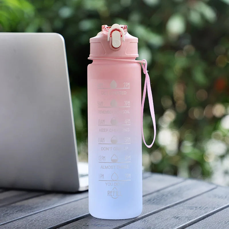 Daily Hydration Tracker – 1L Bottle with Motivation Markers