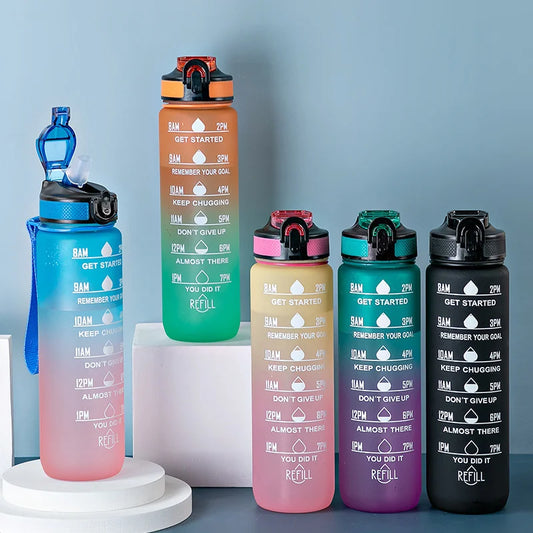Daily Hydration Tracker – 1L Bottle with Motivation Markers