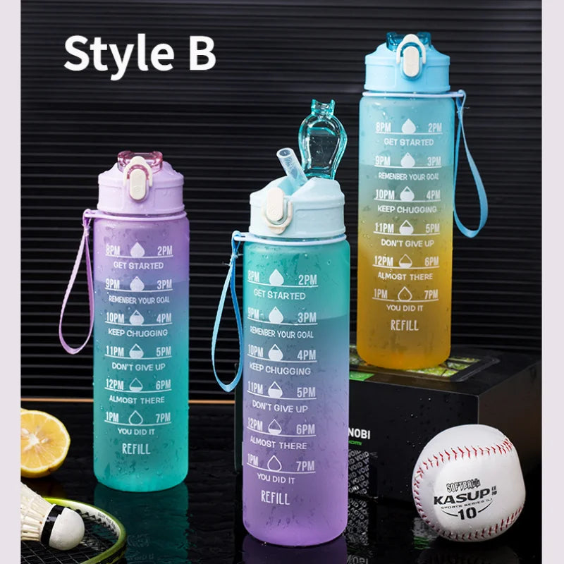 Daily Hydration Tracker – 1L Bottle with Motivation Markers