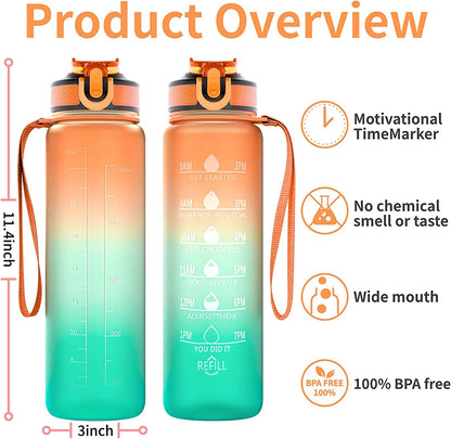 Daily Hydration Tracker – 1L Bottle with Motivation Markers